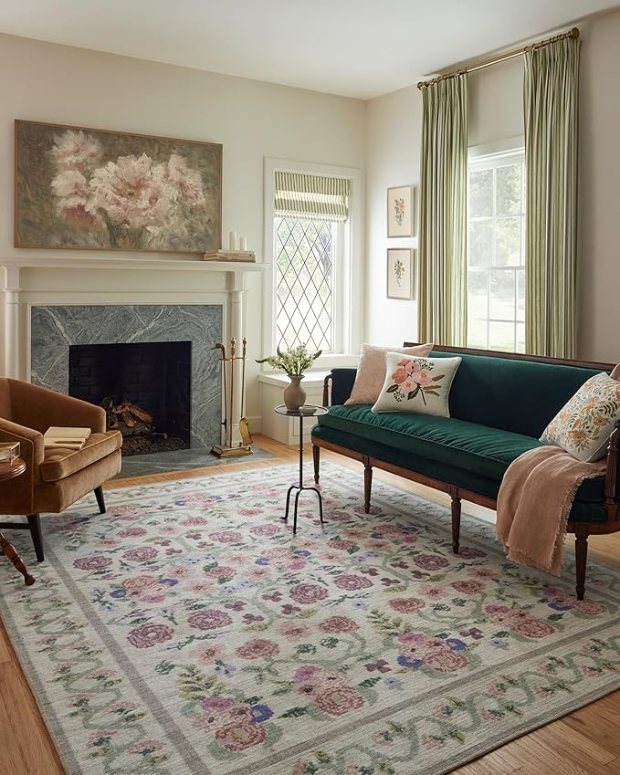Loloi Rifle Paper Co. Rosa Collection RSA-01 Ivory 2'-3" x 3'-9" Accent Rug