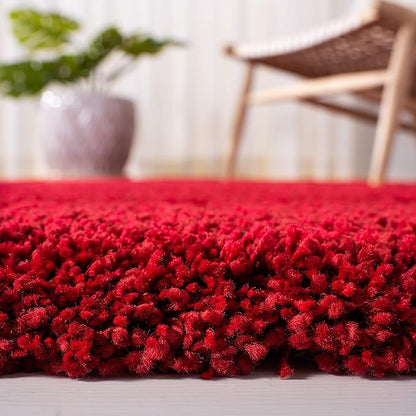 SAFAVIEH Milan Shag Collection Accent Rug - 2' x 4', Red, Solid Design, Non-Shedding & Easy Care, 2-inch Thick Ideal for High Traffic Areas in Entryway, Living Room, Bedroom (SG180-4040)
