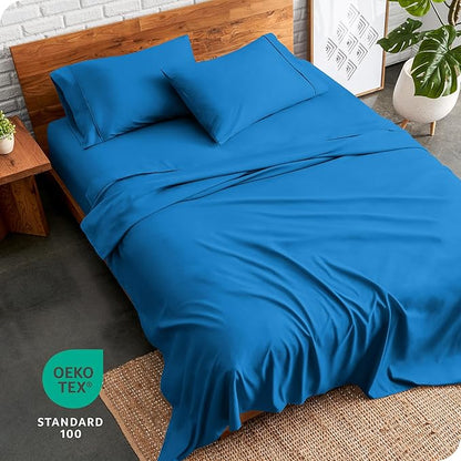 Bare Home Twin Sheet Set - 1800 Ultra-Soft Microfiber Twin Bed Sheets - Double Brushed - Deep Pockets - Easy Fit - Extra Soft - 3 Piece Set - Bedding Sheets & Pillowcases (Twin, Medium Blue)