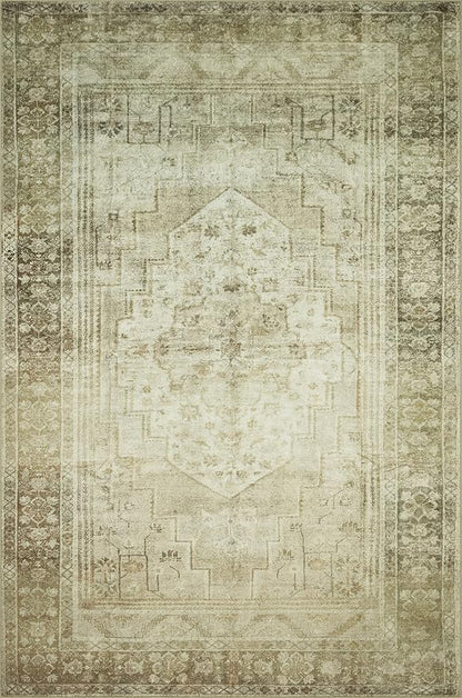 Loloi Magnolia Home by Joanna Gaines Banks Collection BAN-06 Natural/Granite 5'-0" x 7'-6", .13" Pile Height, Machine Washable, Area Rug