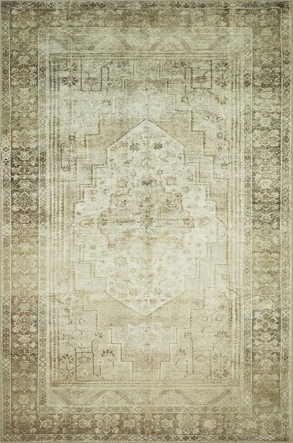 Loloi Magnolia Home by Joanna Gaines Banks Collection BAN-06 Natural/Granite 2'-6" x 12'-0", .13" Pile Height, Machine Washable, Runner Rug