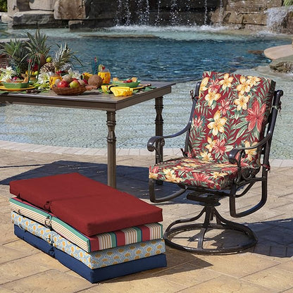 Arden Outdoor Dining Chair Cushion, 20 x 20, Rain-Proof, Fade Resistant, Ruby Clarissa