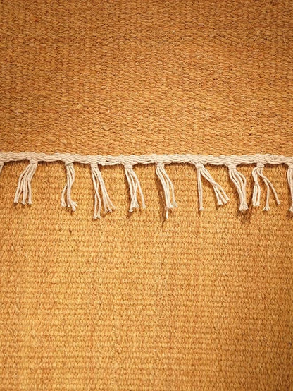 Rugsotic Carpets Hand Woven Flat Weave Kilim Wool ECO-Friendly Area Rugs - 6'x6', Square Shape, Gold Color, Solid Plain Design, Low Pile Handmade Area Rugs for Living Room, Bed Room (D00111)