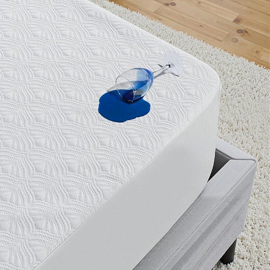 Waterproof Mattress Protector 2 Pillowcase 20''x28'', King Mattress Pad, Deep Stretchable Pocket Bed Cover, Machine Washable Soft Breathable Noiseless Mattress Protection