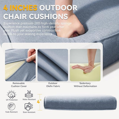 Patio Cushions for Outdoor Furniture - 22" x 25" x 4" UV Resistant Thick Foam Cushions Water Resistant Replacement Cushion for Outdoor Patio Furniture Chair/Sofa/Couch | Baby Blue | 4-Pack |