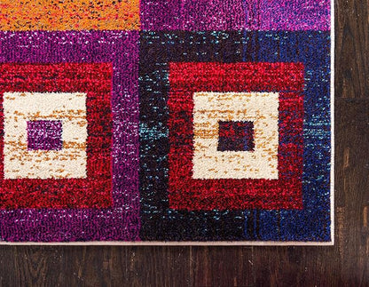 Unique Loom Estrella Collection Colorful, Geometric, Squares Modern, Abstract Area Rug (10' 6 x 16' 5 Rectangular, Multi/Beige)