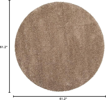 SAFAVIEH Milan Shag Collection 5'1" Round Dark Beige SG180 Solid Non-Shedding Living Room Bedroom Dining Room Entryway Plush 2-inch Thick Area Rug
