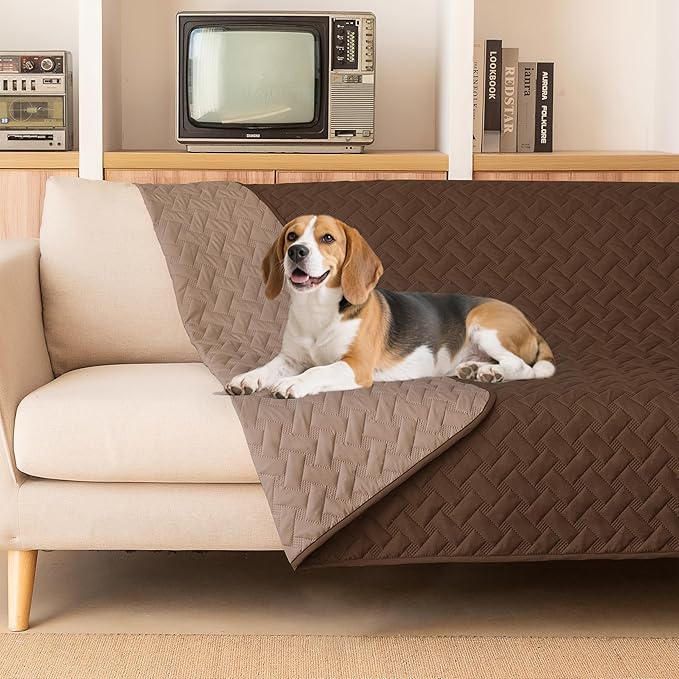 gogobunny 100% Double Sided Waterproof Dog Blanket Soft Pet Bed Cover Reversible Protect Furniture Couch Sofa Car for Puppy Cat Kids (Dark Chocolate/Light Chocolate, 52x82 Inch (Pack of 1))
