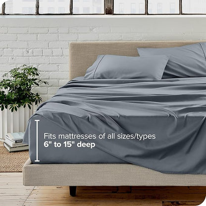 Bare Home Full Extra Long Sheet Set - 1800 Ultra-Soft Microfiber Full XL Bed Sheets - Double Brushed - Deep Pockets - Easy Fit - 4 Piece Set - Bed Sheets (Full XL, Steel Blue)