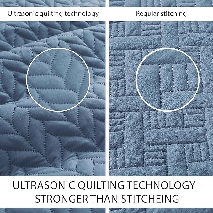 IR Imperial Rooms 8 Pack Quilt King Size Bedding (106" x 96") - Bulk Wholesale for Hotels, Guest Bedroom & Airbnbs - Lightweight Microfiber Reversible Embossed Quilts Bedspread (Light Blue)