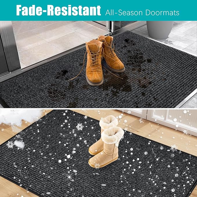 Azadx 2'x6' Indoor Outdoor Door Mat Heavy Duty Front Door Mat Ultra Absorbent Muddy Dirt Resist Welcome Door Mats Non-Slip Backing Entrance Mat for Home Commercial Outdoor Entrance Floor Mat