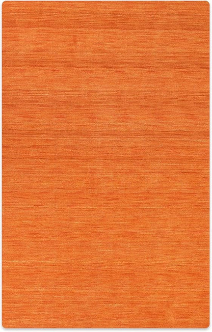 Rugsotic Carpets Hand Knotted Loom Wool ECO-Friendly Area Rugs - 6'x9', Rectangle, Orange Color, Solid Plain Design, High Pile Handmade Anti Skid Area Rugs for Living Room, Bed Room (L00111)