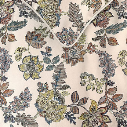 The HomeCentric King Queen Twin Multi Color & Ivory Handmade Twin 53"x18" Bed Runner Without Pillow Cover, Floral Bed Scarf on Jacquard Fabric - Seasons Blossoms