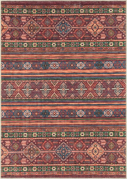 Keen Home Design 6x9 Rug - Machine Washable Area Rug with Non-Slip Backing, Ideal for Living Room, Dining Room, Bedroom - Vintage, Easy Clean, Durable, Low Pile Rug - (6' x 9')
