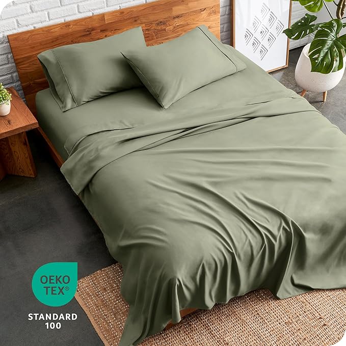Bare Home Queen Sheet Set - Luxury 1800 Ultra-Soft Microfiber Queen Bed Sheets - Double Brushed - Deep Pockets - Easy Fit - 4 Piece Set - Bedding Sheets & Pillowcases (Queen, Sage)