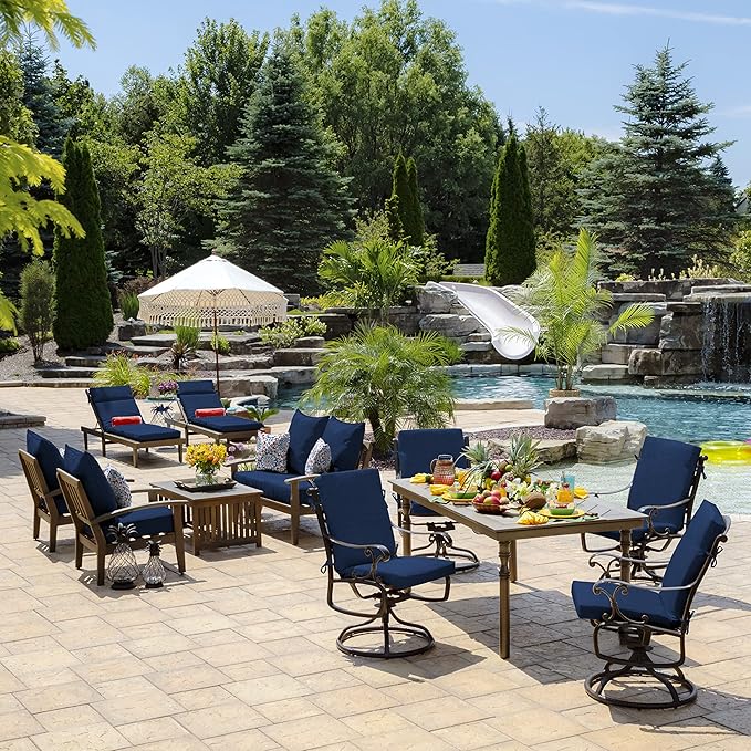 ARDEN Outdoor Dining Chair Cushion, 20 x 20, Rain-Proof, Fade Resistant, Sapphire Blue Leala