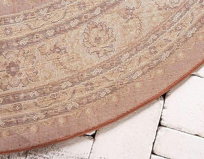 Unique Loom Voyage Collection Traditional Oriental Classic Intricate Design Area Rug (8' 0 x 8' 0 Round, Terracotta/Ivory)