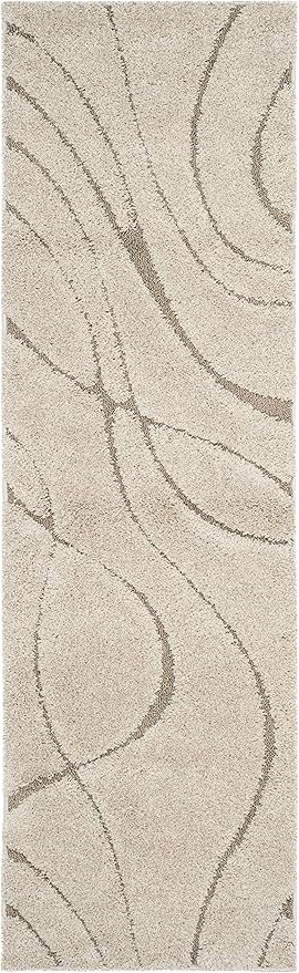 SAFAVIEH Florida Shag Collection Runner Rug - 2'3" x 21', Cream & Beige, Non-Shedding & Easy Care, 1.2-inch Thick Ideal for High Traffic Areas in Living Room, Bedroom (SG471-1113)