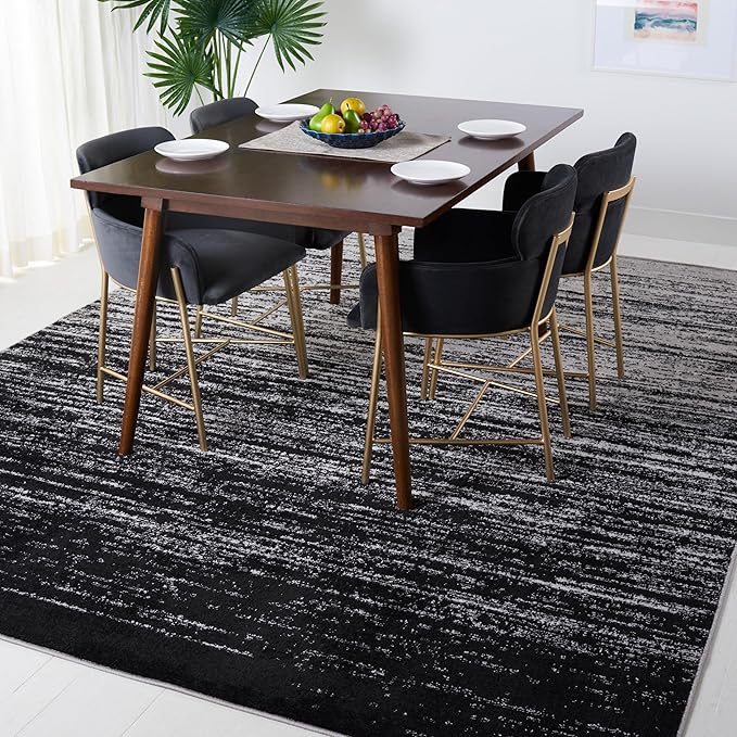 SAFAVIEH Area Rug 8x10 - Adirondack Collection - Large - Silver & Black, Modern Ombre Design, Non Shedding & Easy to Clean, Ideal for Living Room, Bedroom, Office, Dining Space (ADR113A)