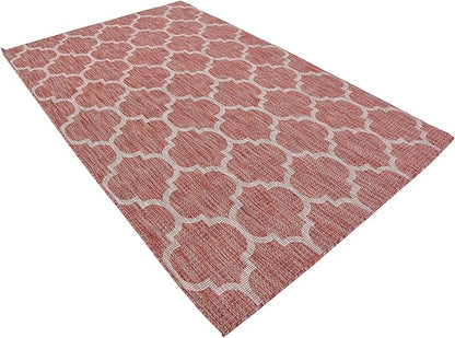 Unique Loom Outdoor Trellis Collection Area Rug (5' 3" x 8' Rectangle, Rust Red/ Ivory)