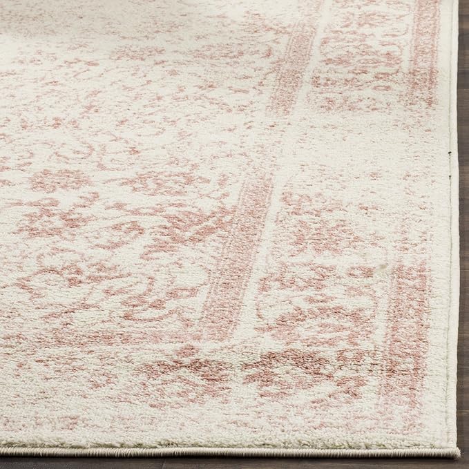 SAFAVIEH Area Rug 6x9 - Adirondack Collection - Ivory & Rose, Distressed Vintage Floral Design, Non-Shedding & Easy to Clean, Ideal for Living Room, Bedroom, Dining Space (ADR109H)