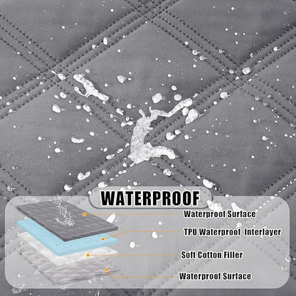 Smiry Waterproof Dog Bed Cover Blanket 82x102, Soft Reversible Pet Blanket, Washable Leakproof Cats Dogs Couch Cover for Sofa, Couch, Furniture, Lattice, Grey/Light Grey
