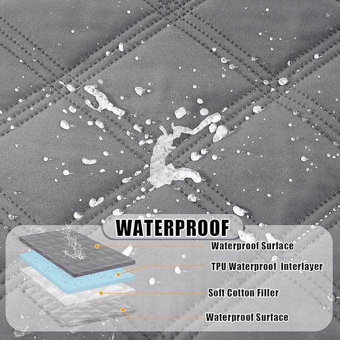 Smiry Waterproof Dog Bed Cover Blanket 82x120, Soft Reversible Pet Blanket, Washable Leakproof Cats Dogs Couch Cover for Sofa, Couch, Furniture, Lattice, Grey/Light Grey