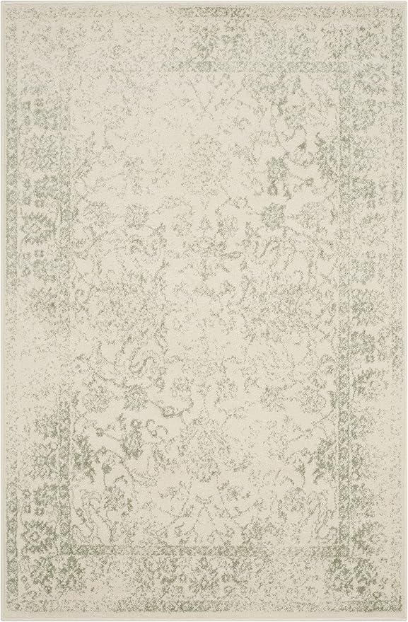 SAFAVIEH Adirondack Collection Area Rug - 5'1" x 7'6", Ivory & Sage, Distressed Vintage Floral Design, Non-Shedding & Easy to Clean, Ideal for Living Room, Bedroom, Dining Space (ADR109V)