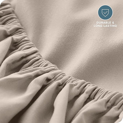 Bare Home Fitted Bottom Sheet Twin Size - Premium 1800 Microfiber - Ultra-Soft Hotel Luxury - Deep Pocket - Durable and Long Lasting (Twin, Pebble)