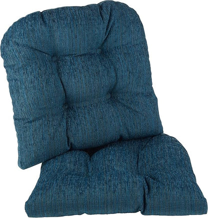 Klear Vu Gripper Overstuffed Universal Non-Slip Dining Chair Cushions for Kitchen Decor or Office Use, U-Shaped Skid-Proof Seat Pad, 17x17 Inches, 2 Count (Pack of 1), Chenille Sapphire Blue
