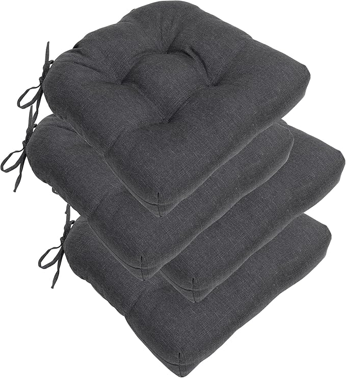 RACE LEAF 4 Pack Patio Chair Cushions 19x19 Inch, Thickened Waterproof Cushions with Stain Resistant Cover and Non-Slip Ties for Patio Furniture (Gray)