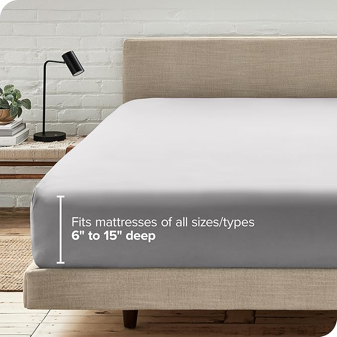 Bare Home Fitted Bottom Sheet Split Head Flex King Size - Premium 1800 Microfiber - Ultra-Soft Hotel Luxury - Deep Pocket - Durable - Long Lasting (Split Head Flex King, Light Grey)