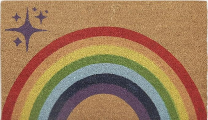 Coir Door Mats 17" X 30", Non-Slip Sturdy, PVC Backed Heavy Duty, Easy to Clean, Ideal for Door Entrance, Patio, Porch, Backyard, Garages, Sparkle of Rainbows
