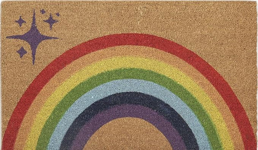 Coir Door Mats 17" X 30", Non-Slip Sturdy, PVC Backed Heavy Duty, Easy to Clean, Ideal for Door Entrance, Patio, Porch, Backyard, Garages, Sparkle of Rainbows