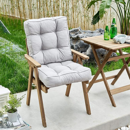 ARTPLAN Outdoor Seat Cushion,Square Thick Tufted Pure Chair Cushion for Patio Wicker Chair with Tie,Set of 2,19"x19"x5"，Grey