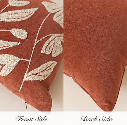 BlissBlush Fall Throw Pillow Cover 14x36 Long Lumbar Throw Pillow for Bed, Rust Brick Red Soft Velvet Accent Farmhouse Body Lumbar Throw Pillowcase for Bedroom Sofa Couch, Home Décor