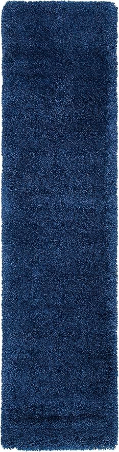 SAFAVIEH Milan Shag Collection Runner Rug - 2' x 10', Navy, Solid Design, Non-Shedding & Easy Care, 2-inch Thick Ideal for High Traffic Areas in Living Room, Bedroom (SG180-7070)