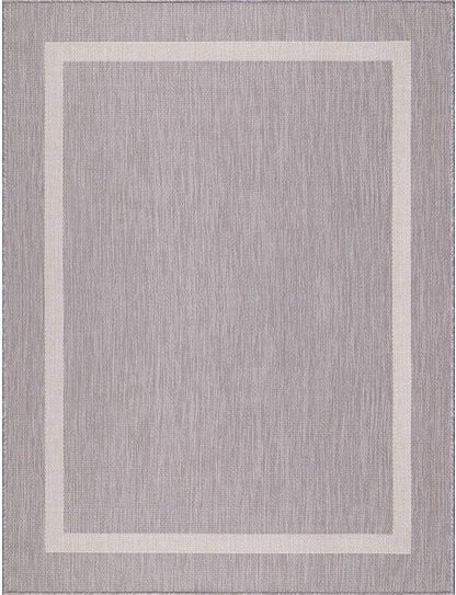 Bordered Outdoor Rug 5x7 Washable Outside Carpet for Indoor Patio Porch Waterproof Easy Cleaning Non Shedding Area Rugs Gray 5 x 7