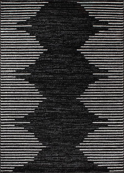 Rugshop Bohemian Stripe Stain Resistant High Traffic Living Room Kitchen Bedroom Dining Home Office Area Rug 12' x 15' Black