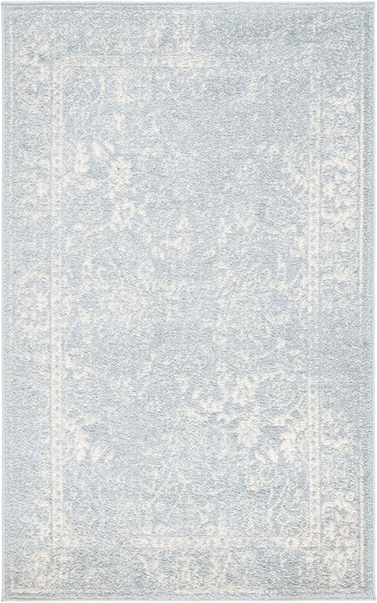 SAFAVIEH Area Rug 3x5 - Adirondack Collection - Slate & Ivory, Distressed Vintage Floral Design, Non-Shedding & Easy to Clean, Ideal for Living Room, Bedroom, Dining Space (ADR109T)