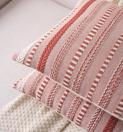 Boho Throw Pillow Covers 22x22 Inch Set of 2, Farmhouse Decorative Couch Pillow Cases, Rust Accent Pillows of Bed, Sofa Bedroom Living Room Home Decor Cushion Cover