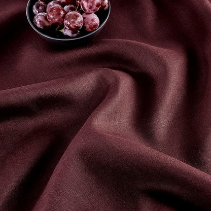 Solino Home Linen Burgundy Table Runner 132 Inches Long - 100% Pure Linen Extra Long Table Runner 14 x 132 Inch for Christmas, Winter, New Year - Classic Hemstitch