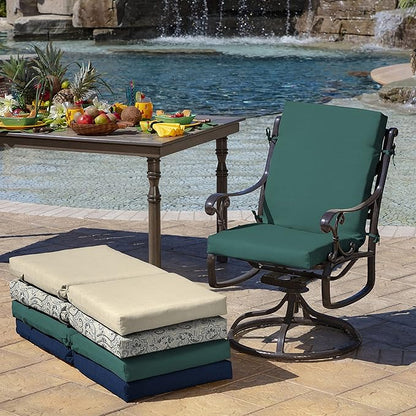 Arden Outdoor Dining Chair Cushion, 20 x 20, Rain-Proof, Fade Resistant, 20 x 20, Peacock Blue Green Texture