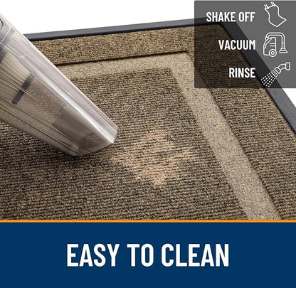 OLANLY Front Door Mat Indoor Outdoor Entrance, Waterproof All-Season, All-Weather Doormat, Sturdy Natural Rubber, Fade Resistant, Low Profile, Easy Clean Patio Porch Entryway Mat, 36x24, Brown