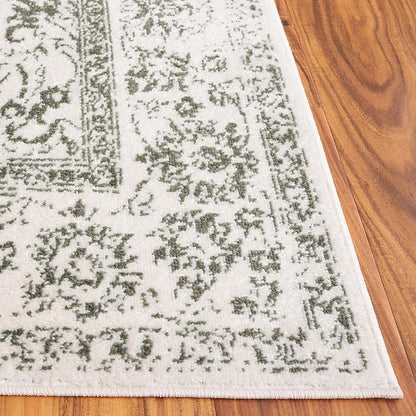 SAFAVIEH Adirondack Collection Runner Rug - 2'6" x 12', Ivory & Dark Green, Distressed Design, Non-Shedding & Easy to Clean, Ideal for Hallway, Foyer, Entryway, Bedroom (ADR109X)