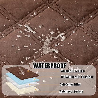 Smiry Waterproof Dog Bed Cover Blanket 30x53, Soft Reversible Pet Blanket, Washable Leakproof Cats Dogs Couch Cover for Sofa, Couch, Furniture, Lattice, Brown/Beige
