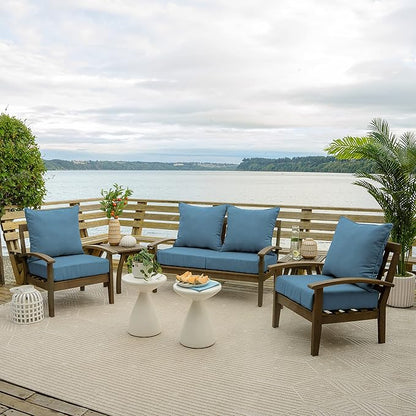 Arden Outdoor Deep Seat Cushion Set, 24 in x 24 in, Weather-Proof, Rain-Proof, Fade Resistant Patio Cushion for Chair, Sofa, and Couch French Blue Texture