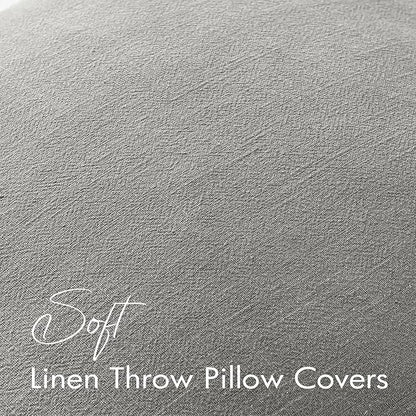 EMEMA Decorative Linen Throw Pillow Covers 24x24 Inch Light Grey Boho Farmhouse Neutral Couch Throw Pillows for Bed Pack of 2 Accent Pillowcase Modern Sofa Cushion Livingroom Home