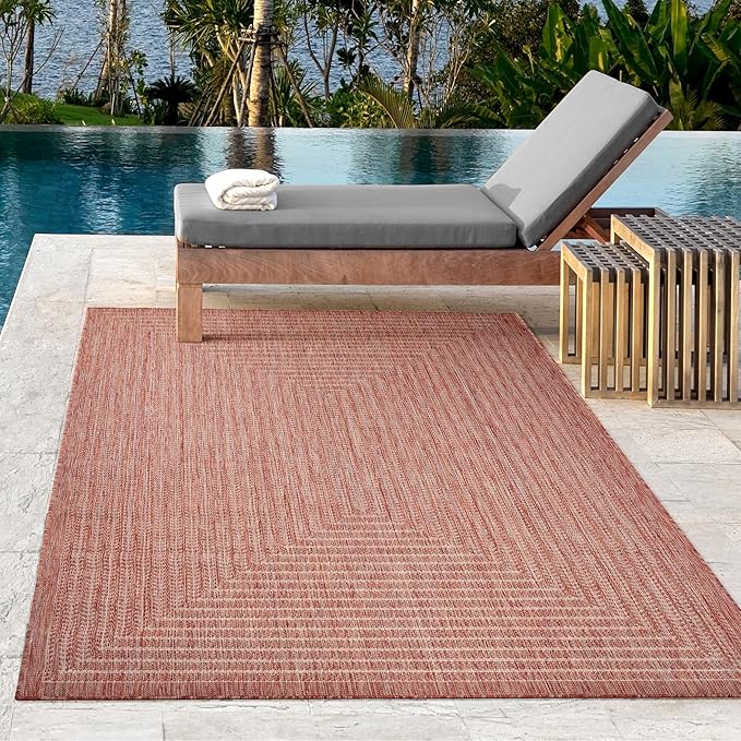 Adiva Rugs Outdoor Indoor Area Rug, Weather Resistant, Easy to Clean, Stain Resistant Floor Mat for Dining Room, Backyard, Deck, Patio (Copper Weiss, 5' x 7')