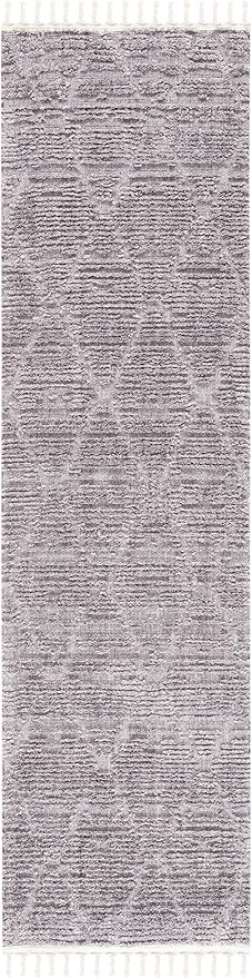 SAFAVIEH Marrakesh Collection Runner Rug - 2'2" x 6', Grey, Moroccan Boho Tribal Tassel Design, Non-Shedding & Easy Care, Ideal for High Traffic Areas in Living Room, Bedroom (MRK517F)